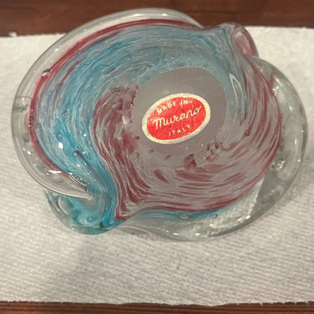 Murano Made in Italy Handblown Glass Swan Shaped Figure &‎ Bowl.